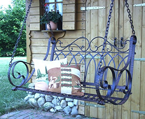 Hängebank Metall Braun Wetterfest Schaukel mit Ketten Hängesessel 18688 2Sitzer Gartenbank