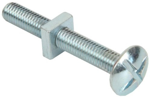 Bulk Hardware BH02176 Bullone da Tetto a Testa Tonda con Dado, M6, 60 mm, Bianco, Set di 25