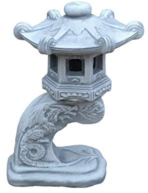 gartendekoparadies.de Rankei japanische Steinlaterne, H. 32 cm, 5 kg, Grau, frostsicher aus Steinguss für Außenbereich