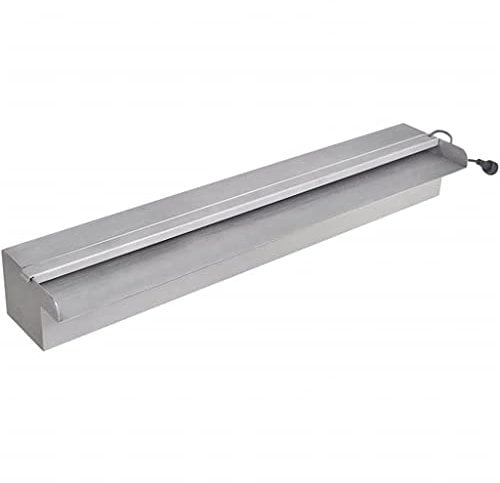 vidaXL Edelstahl Wasserfall mit LEDs 60cm Wasserspiel Teich Kaskade 2 Anschlüsse