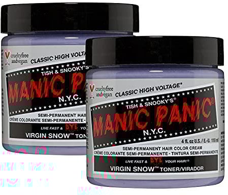 Manic Panic Virgin Snow Classic Creme, Vegan, Cruelty Free, Hair Toner, Eliminates Brassy Tones, 2 x 118 ml