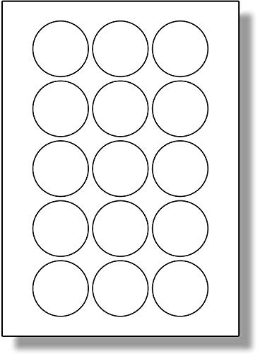 Label Planet® 15 Per Page/Sheet, 50 Sheets (750 Round Sticky Labels), White Blank Matt A4 Circular Circle Price Pricing Stickers, for Laser or Inkjet Printer, UK LP15/51R, 51MM Diameter Circles