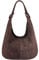 OBC Made in Italy Damen XXL Ledertasche Leder Wildleder Shopper Tasche Schultertasche Umhängetasche Hobo-Bag Beuteltasche (Dunkelbraun)