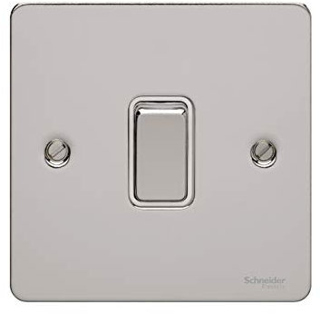 Schneider Electric GU1212RWPC Ultimate Plaque plate 2 voies rétractable, 1 interrupteur, Chrome