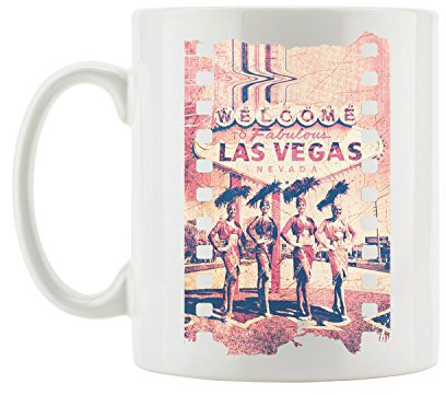 Pixxprint Fabulous Vegas Coole Party Tasse, ca. 300ml Fassungsvermögen, Keramik Weiß, Spülmaschinenfest