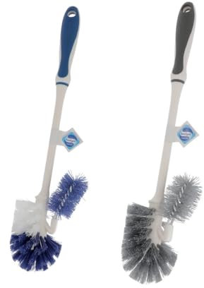 ÉLÉPHANT Maison - Balayette WC Sanitized® - Traitement Antibactérien - Fibres Résistantes à l'Eau - Poignée Ergonomique Anti-Glisse - Grattoir Intégré - Haute Qualité - Fabriqué en France