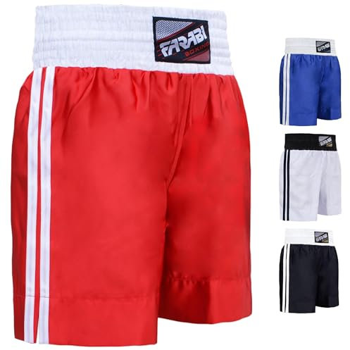 Farabi Sports Pro Boxshorts für Boxtraining Punching Sparring Fitness Gym MMA Muay Thai Kickboxshorts (X-Large, Red)
