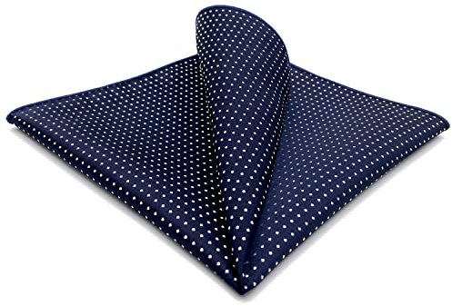 S&W SHLAX&WING Herren Einstecktücher Punkte Blau Navy 32cm Neu