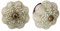 Nicola Spring Ceramic Cupboard Drawer Handle Knobs - Vintage Flower Design - Olive Green - Pack of 6