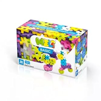 Meli Basic Pink 50 Construction Building Blocks for Children from 3 Years Promotes Motor Skills & Creativity 50 Pieces in 6 Colours Compatible and Versatile Combinable