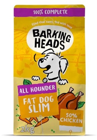 Barking Heads Low-Calorie Dry Dog Food - Fat Dog Slim - 100% Natural, Free-Run Chicken with No Artificial Flavours, Low Fat Recipe, Good for Joint Health, 2 kg
