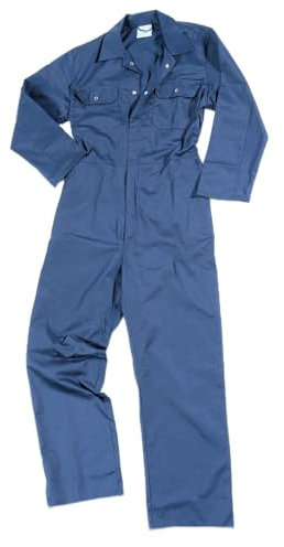 Blue Castle Heavy Duty Polyester Cotton Budget Stud Front Coveralls Overalls Boiler Suit Plumber Suit Work Wear (Large)