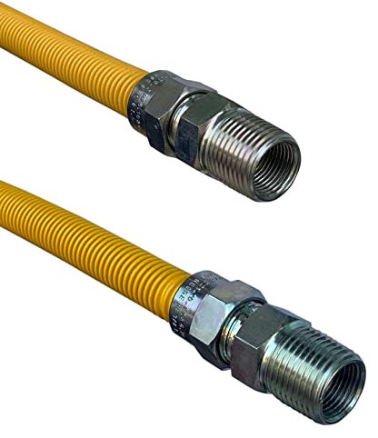 Jones Stephens 1/2 OD (3/8 ID) X 18 Gas Connector, Yellow Coated Corrugated Stainless Steel, 1/2 MIP X 1/2 MIP