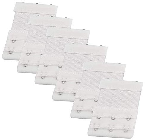 Medipaq Bra Strap Extenders x6-3 Hooks 6x White - Bra Extenders 2 hook UK - Women's Bra Extenders - Bra Hooks - Ladies Bra Accessories