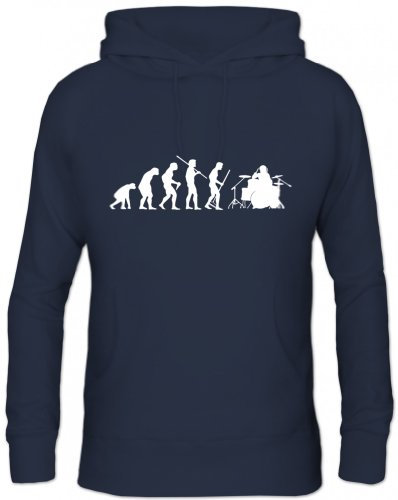 Shirtstreet24, Evolution Drummer,Schlagzeuger Drum Kit Herren Kapuzen Sweatshirt Hoodie - Pullover, Größe: L,Navy