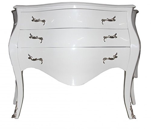 Casa Padrino Barock Kommode Weiß/Silber 120 cm - Möbel