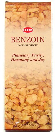 Benzoin Incense - Hem 20 Stick Hex Tubes - Sold in a set of 4 tubes