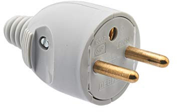 Prise electrique male - Fiche electrique - Prise male - Prise male 220 V - Fiche male - Fiche electrique male - Fiche Male Broche D.4,8mm Sortie Droite Portefeuille | Gris - Debflex - 713380