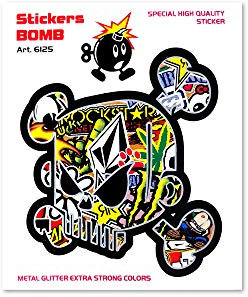 4R Quattroerre.it 6125 Sticker Bomb Aufkleber Schädel, 10 x 12 cm