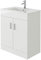VeeBath VUMW70 Sphinx Free Standing Basin Vanity Cabinet Unit with 2 Swing Doors & Rectangular Sink-700mm, High Gloss White, 700mm