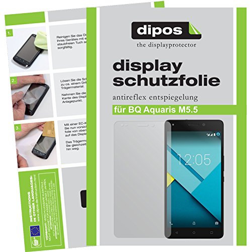 dipos – Protector de Pantalla Compatible con BQ Aquaris m5.5 (2 Unidades, antirreflectante), Mate