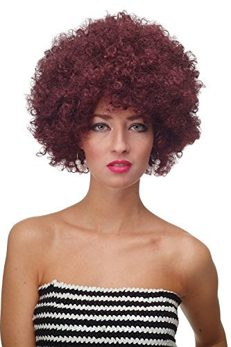 WIG ME UP - PW0011-PC99 Perücke Afroperücke Afro 70er Jahre Party Partyperücke Funk Funky Disco Foxy Dunkles Aubergine-Rot