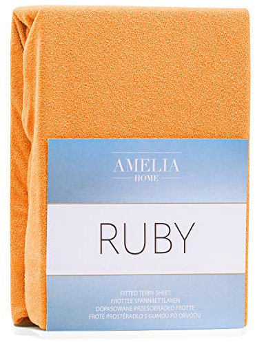 AmeliaHome Spannbettlaken 140x200-160x200 cm Frottee Baumwolle Spannbetttuch, orange