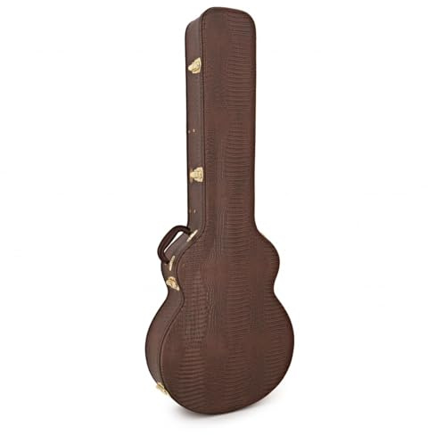 gear4music Deluxe Acoustic Bass Case, Crocodile | Foam-padded plush-lined interior, 5-ply crossgrain plywood, gold-plated lockable latches, accessory compartment