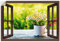 ARTland Wanddeko Wandtattoo selbstklebende Vinylfolie Fensterblick Fenster Botanik Blumen Gänseblümchen Garten Frühling T4UF
