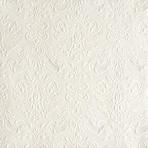 Ambiente Servietten Dinner / Party ca. 40x40 Elegance Pearl White - Weiß - Hochzeit - Taufe geprägt - Ideal Als Geschenk