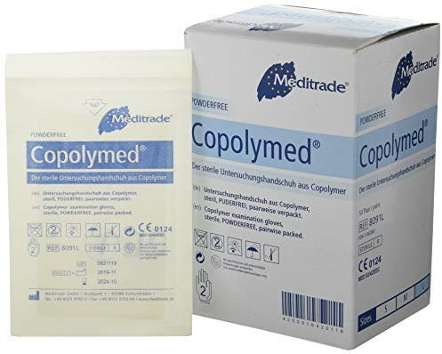 Meditrade 8091l copolyme sterile indagine guanti singolarmente, sterili, Cipria, libero, misura Large (Confezione da 100)