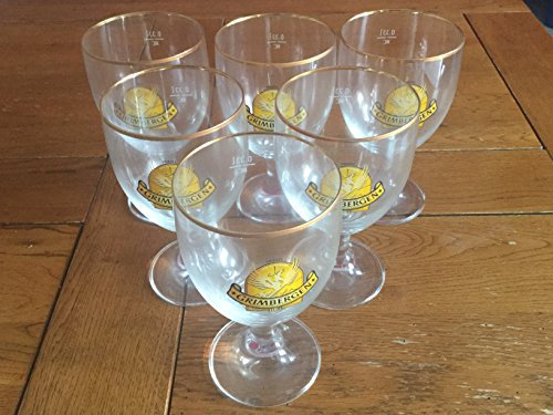 Grimbergen lot de 6 verre a biere bord doré 33cl neuf