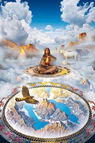 Laminiertes/verkapselter Dreamcatcher Circle Spiritual indischen Poster Maßnahmen 91,4 x 61 cm (91,5 x 61 cm