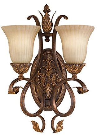 Wandlampe Leuchte Stahl Glas H 49,5 cm Flurleuchte 2 Flammig Vintage-Stil