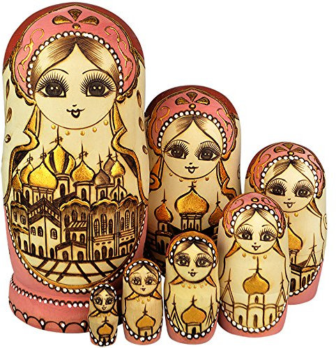 YAKELUS professionelle Matrjoschka-Marke 7 Stücken Matroschka, Matruschka, Matrjoschka,Russian Nesting Dolls,7-TLG handgemacht Das Lindenholz Geschenk Spielzeug 0707
