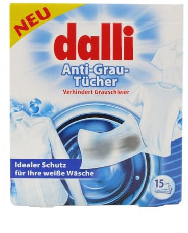 DALLI Anti Grau Tücher | Verhindert Grauschleier weisser Wäsche | 15 Tücher
