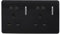 Trendi 2 Gang Artistic Modern Glossy Screwless Raised 13 Amp 240v Short 4 USB Type A Charging Points Double Chrome Switched Electrical Wall Plug Socket Piano Black - ART-SKT213USBBK
