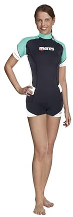 Mares Damen Rashguard Shirt Trilastic S-Sleeve, Black/Green/White, XXS, 412556