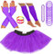 REDSTAR FANCY DRESS - Tutu-Röckchen, Beinstulpen, Netzhandschuhe, Perlenkette, schmale Gummiarmbänder und breite Armbänder - Neonfarben - Lila - 32-38