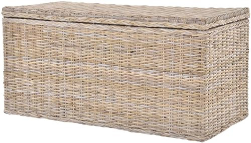Korb-Outlet Truhe/Wäschetruhe aus Rattan (Natur Grau, Groß)