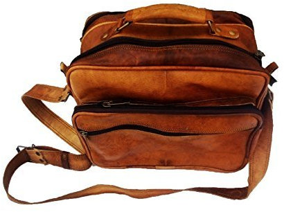 Jaald 33 Cm echt Leder Laptoptasche Umhängetasche Schultertasche Kuriertasche FahrradTasche SchulTasche Wasserdicht Vintage Herren Damen Geschenk XL Leather messenger bag