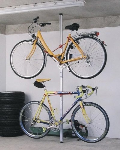 WSM - Walter Solbach Metallbau GmbH Fahrradständer, 2-Sitzer, Aluminium, Silber und Rot, 25 kg Traglast je Haken, 2050-2600 mm Raumhöhe