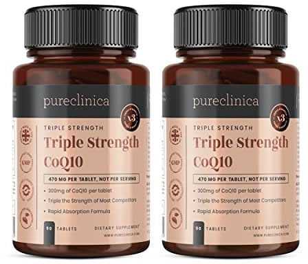 CoQ10 300mg x 180 comprimidos (2 frascos con 90 comprimidos cada uno – Suministro de 6 Meses) con Vitamina C y extracto de pimienta negra.