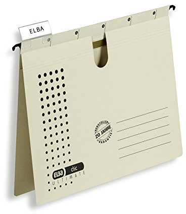 ELBA Hängehefter chic für A4, aus Karton, chamois, 5er Pack