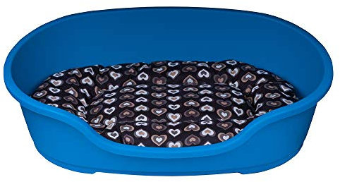 adena Hundekorb 92 x 61 cm türkis + Kissen Herzen braun