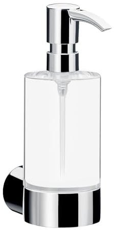 Emco Fino Seifenspender für Flüssigseifen, Kristallglas/chrom, Wandseifenspender, Flüssigseifenspender - 842100101, Grau