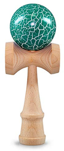 Ganzoo Kendama aus Buchen-Holz, Original Japanisches Traditionelles Holz-Sportgerät mit Kugel, Schnur und Fangteller für Geschicklichkeit/Balancing, Geschenk-Idee (türkis Flash + Holz)