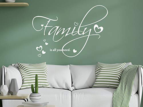 GRAZDesign Wandtattoo Familie Wohnzimmer Sprüche Wandaufkleber Deko Aufkleber - 44x30cm / 070 schwarz