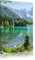 Pixxprint Wunderschöner Bergsee mit Wald, Größe: 100x70cm, Leinwandbild, fertig gespannt, Wandbild, Dekoration, Kunstdruck, kein Poster