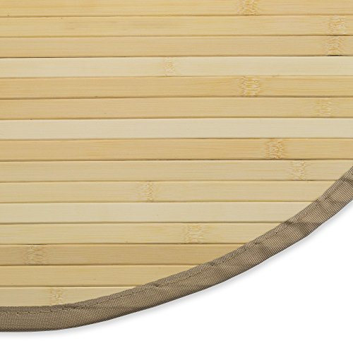 Homestyle4u 369, Bambusteppich rund 150 cm Bambusmatte Bad Teppich rutschfest Natur braun mit Bordüre